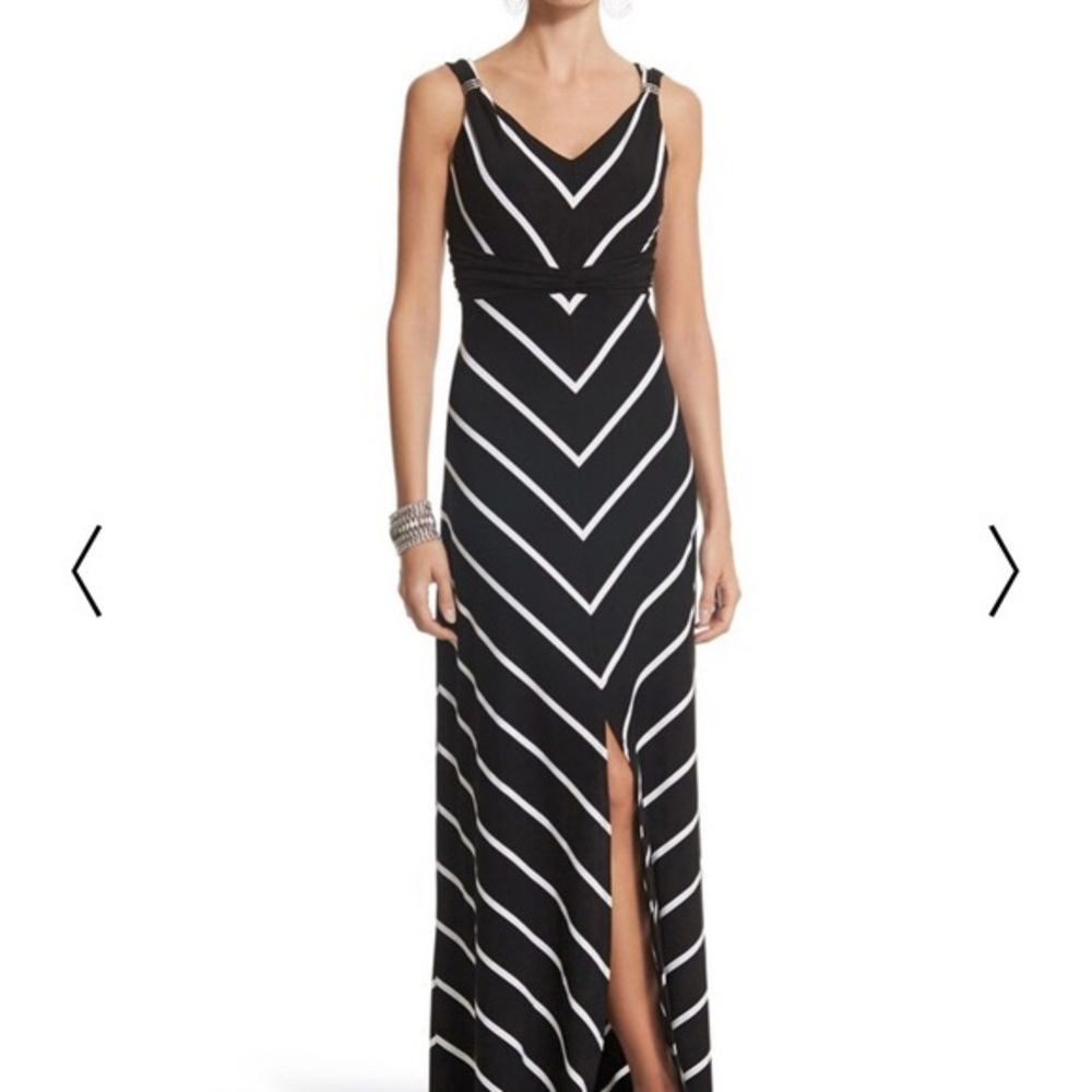 White House Black Market chevron stripe maxi dress